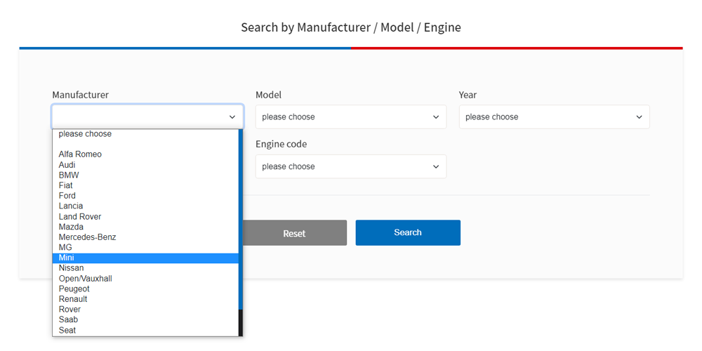 Engine timing tool step 2 Option A_Select the manufacturer