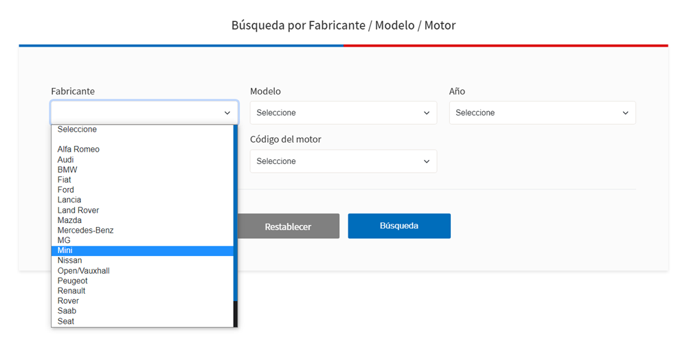 Herramienta de sincronización del motor paso 2 Opción A_seleccione el fabricante