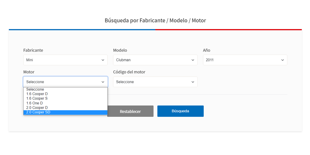 Herramienta de sincronización del motor paso 2 Opción A_seleccione el motor