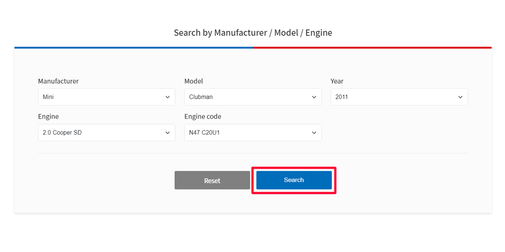 Engine timing tool step 2 Option A_Click ‘Search’