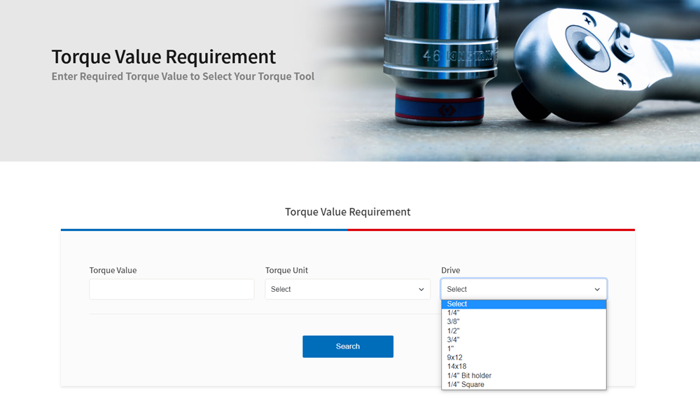 Torque wrench searching step 4_select the head and size