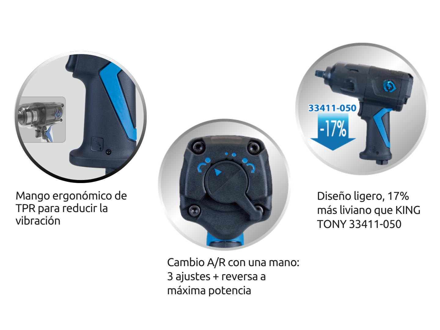 Características de la llave de impacto KING TONY 33461-100