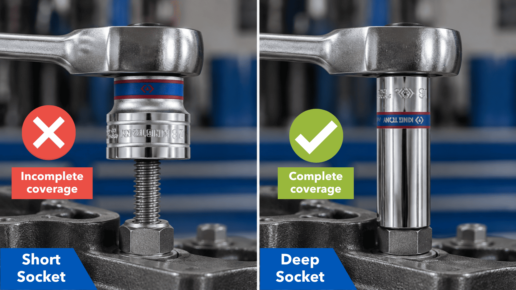Difference between deep socket and standard socket - 1