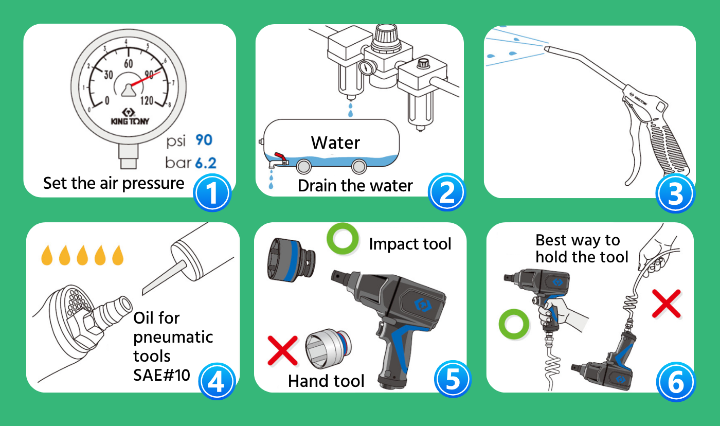 KING TONY impact wrench pre-use inspection steps