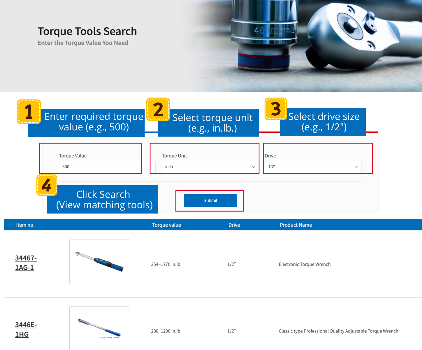 Torque tool search