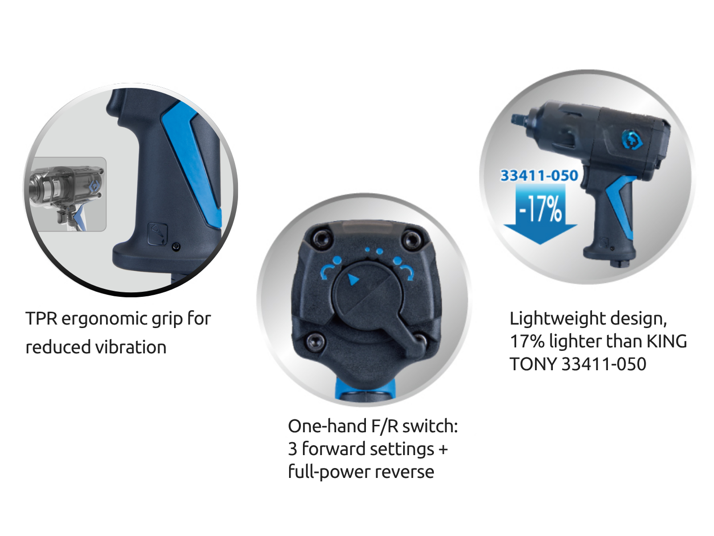 KING TONY 33461-100 impact wrench key features
